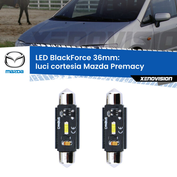 <strong>Luci Cortesia LED per Mazda Premacy</strong>  posteriori. Coppia lampade <strong>C5W</strong> 36mm modello BlackForce canbus.