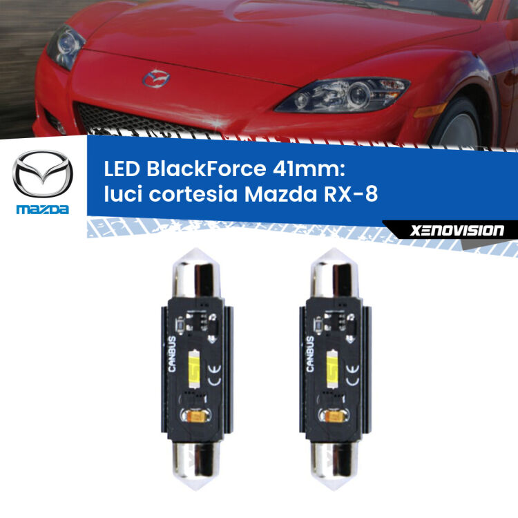 <strong>Luci Cortesia LED per Mazda RX-8</strong>  2003 - 2012. Coppia lampade <strong>C5W</strong> 41mm modello BlackForce canbus.