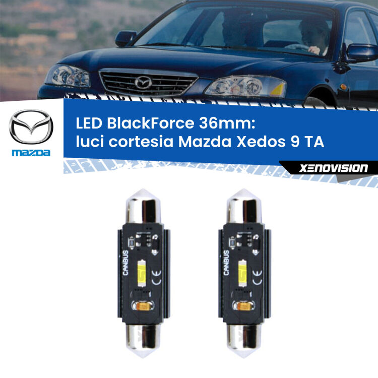 <strong>Luci Cortesia LED per Mazda Xedos 9</strong> TA 1993 - 2002. Coppia lampade <strong>C5W</strong> 36mm modello BlackForce canbus.