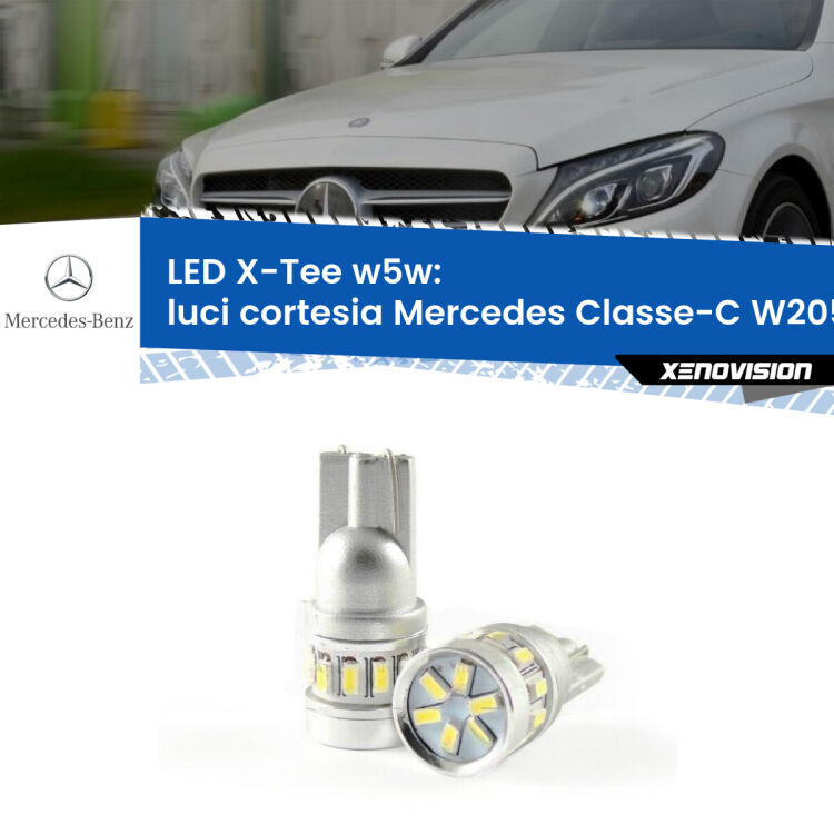 <strong>LED luci cortesia per Mercedes Classe-C</strong> W205 2013 - 2018. Lampade <strong>W5W</strong> modello X-Tee Xenovision top di gamma.