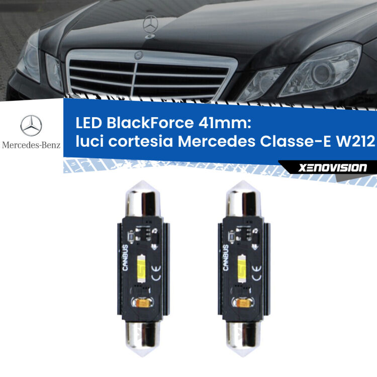 <strong>Luci Cortesia LED per Mercedes Classe-E</strong> W212 posteriori. Coppia lampade <strong>C5W</strong> 41mm modello BlackForce canbus.