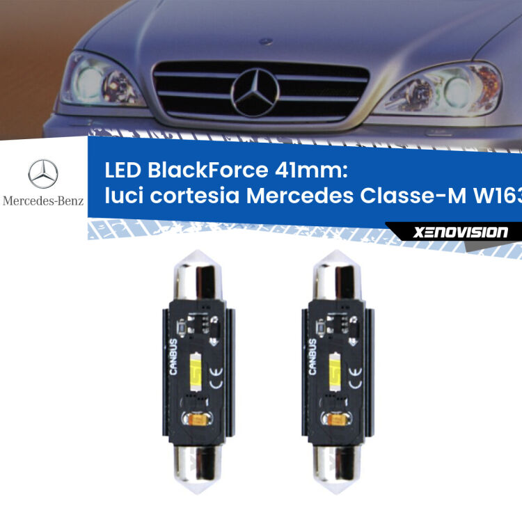 <strong>Luci Cortesia LED per Mercedes Classe-M</strong> W163 anteriori. Coppia lampade <strong>C5W</strong> 41mm modello BlackForce canbus.