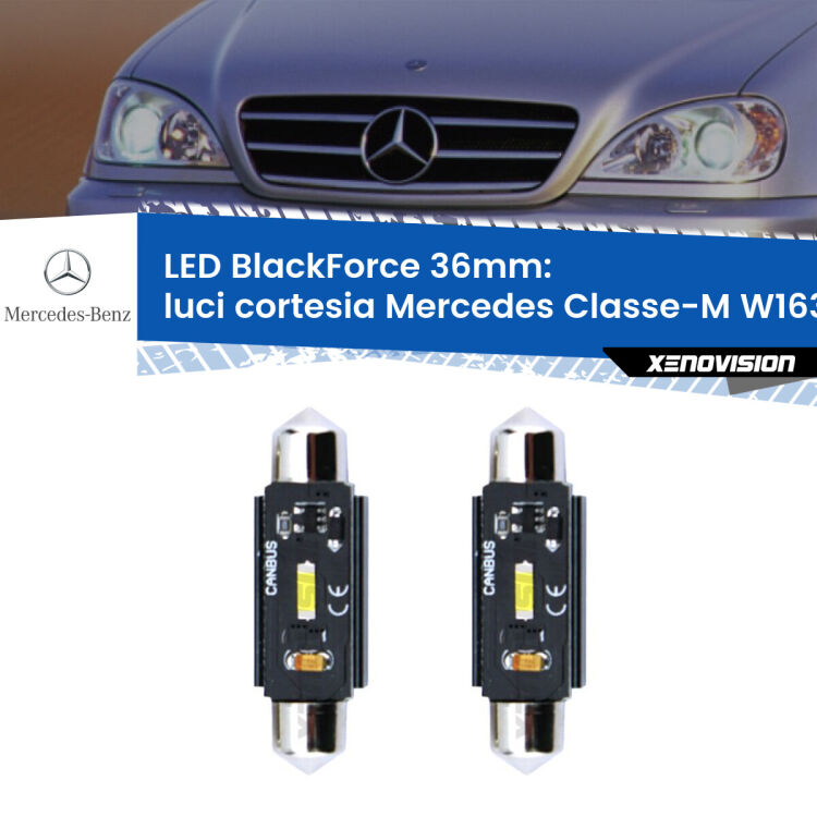 <strong>Luci Cortesia LED per Mercedes Classe-M</strong> W163 posteriori. Coppia lampade <strong>C5W</strong> 36mm modello BlackForce canbus.