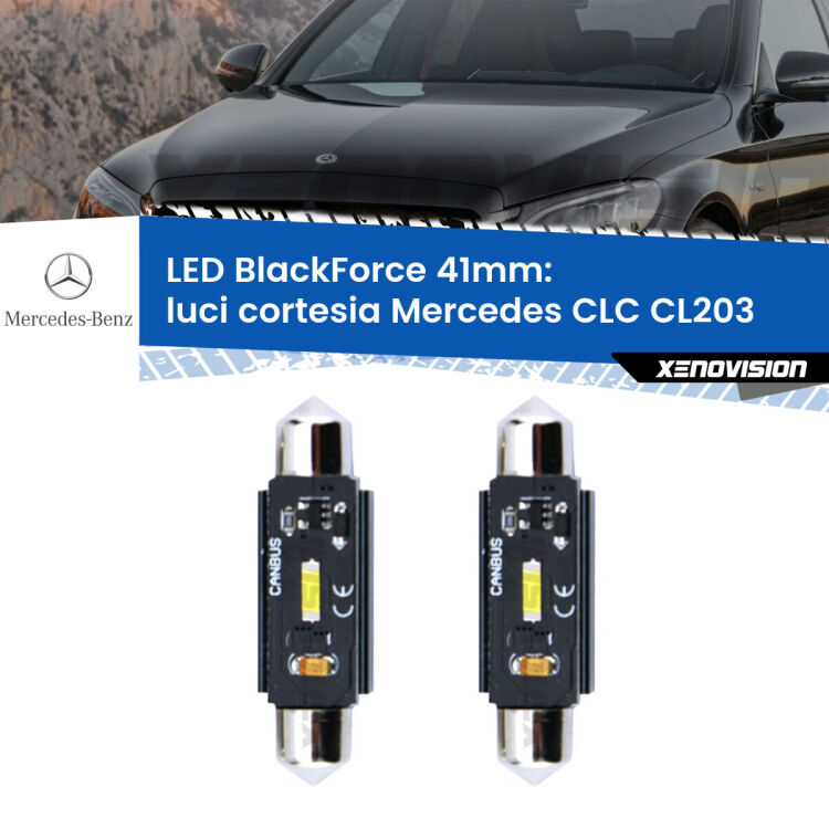 <strong>Luci Cortesia LED per Mercedes CLC</strong> CL203 posteriori. Coppia lampade <strong>C5W</strong> 41mm modello BlackForce canbus.