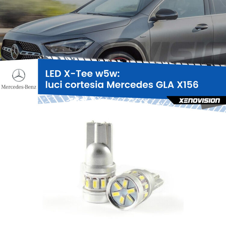 <strong>LED luci cortesia per Mercedes GLA</strong> X156 anteriori. Lampade <strong>W5W</strong> modello X-Tee Xenovision top di gamma.