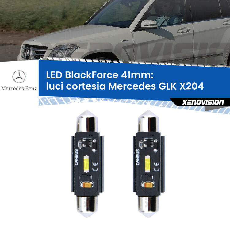 <strong>Luci Cortesia LED per Mercedes GLK</strong> X204 posteriori. Coppia lampade <strong>C5W</strong> 41mm modello BlackForce canbus.