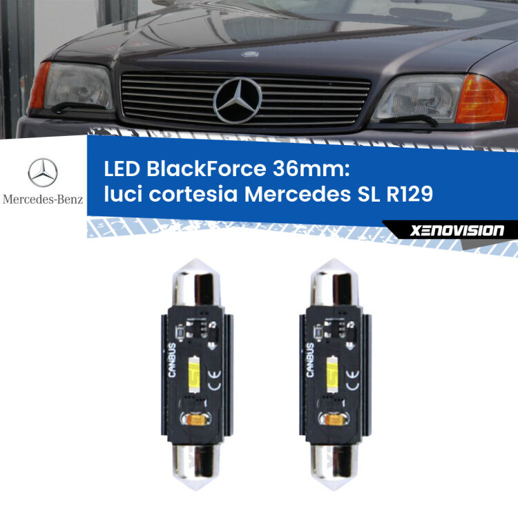 <strong>Luci Cortesia LED per Mercedes SL</strong> R129 1989 - 2001. Coppia lampade <strong>C5W</strong> 36mm modello BlackForce canbus.