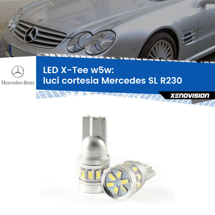 <strong>LED luci cortesia per Mercedes SL</strong> R230 2001 - 2012. Lampade <strong>W5W</strong> modello X-Tee Xenovision top di gamma.