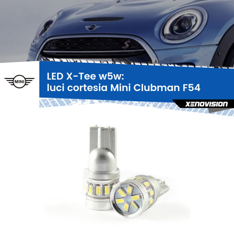 <strong>LED luci cortesia per Mini Clubman</strong> F54 2014 - 2019. Lampade <strong>W5W</strong> modello X-Tee Xenovision top di gamma.