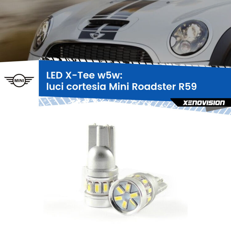 <strong>LED luci cortesia per Mini Roadster</strong> R59 2012 - 2015. Lampade <strong>W5W</strong> modello X-Tee Xenovision top di gamma.