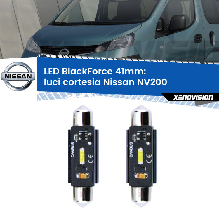 <strong>Luci Cortesia LED per Nissan NV200</strong>  2010 - 2019. Coppia lampade <strong>C5W</strong> 41mm modello BlackForce canbus.