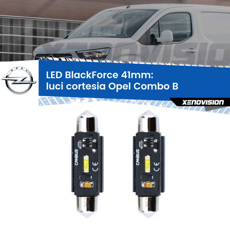 <strong>Luci Cortesia LED per Opel Combo B</strong>  1994 - 2001. Coppia lampade <strong>C5W</strong> 41mm modello BlackForce canbus.