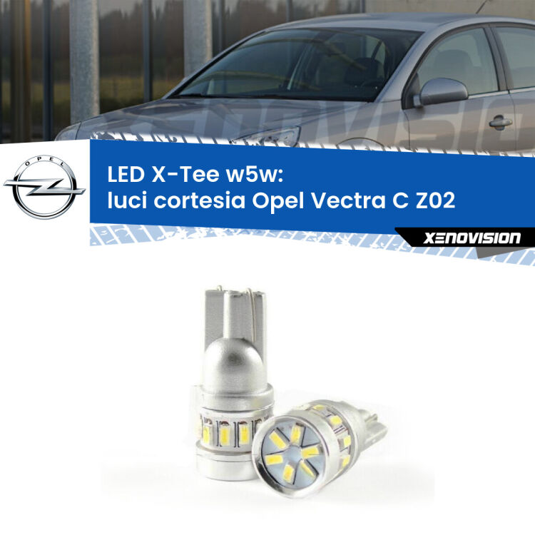 <strong>LED luci cortesia per Opel Vectra C</strong> Z02 2002 - 2010. Lampade <strong>W5W</strong> modello X-Tee Xenovision top di gamma.