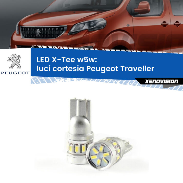 <strong>LED luci cortesia per Peugeot Traveller</strong>  2016 in poi. Lampade <strong>W5W</strong> modello X-Tee Xenovision top di gamma.