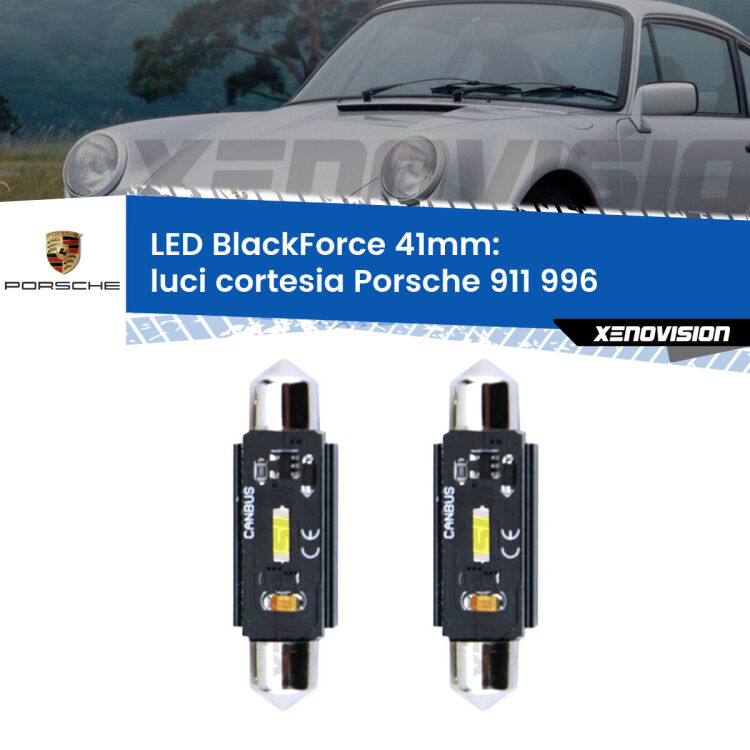 <strong>Luci Cortesia LED per Porsche 911</strong> 996 1997 - 2005. Coppia lampade <strong>C5W</strong> 41mm modello BlackForce canbus.