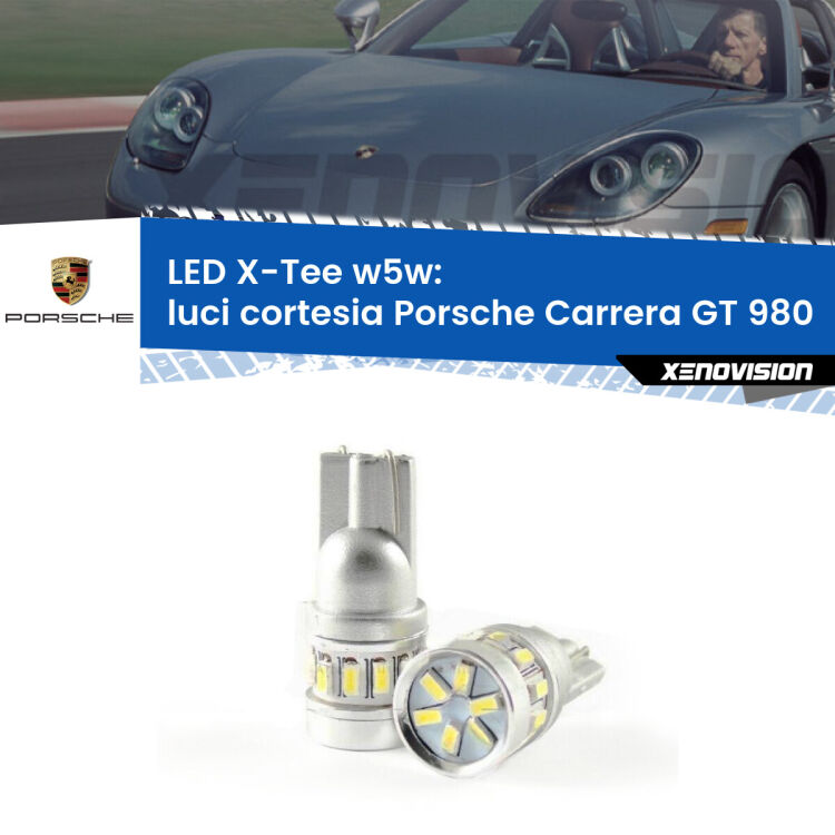 <strong>LED luci cortesia per Porsche Carrera GT</strong> 980 2003 - 2006. Lampade <strong>W5W</strong> modello X-Tee Xenovision top di gamma.