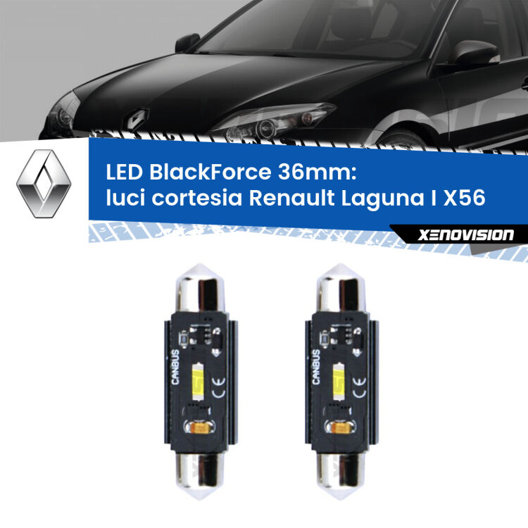 <strong>Luci Cortesia LED per Renault Laguna I</strong> X56 1993 - 1999. Coppia lampade <strong>C5W</strong> 36mm modello BlackForce canbus.