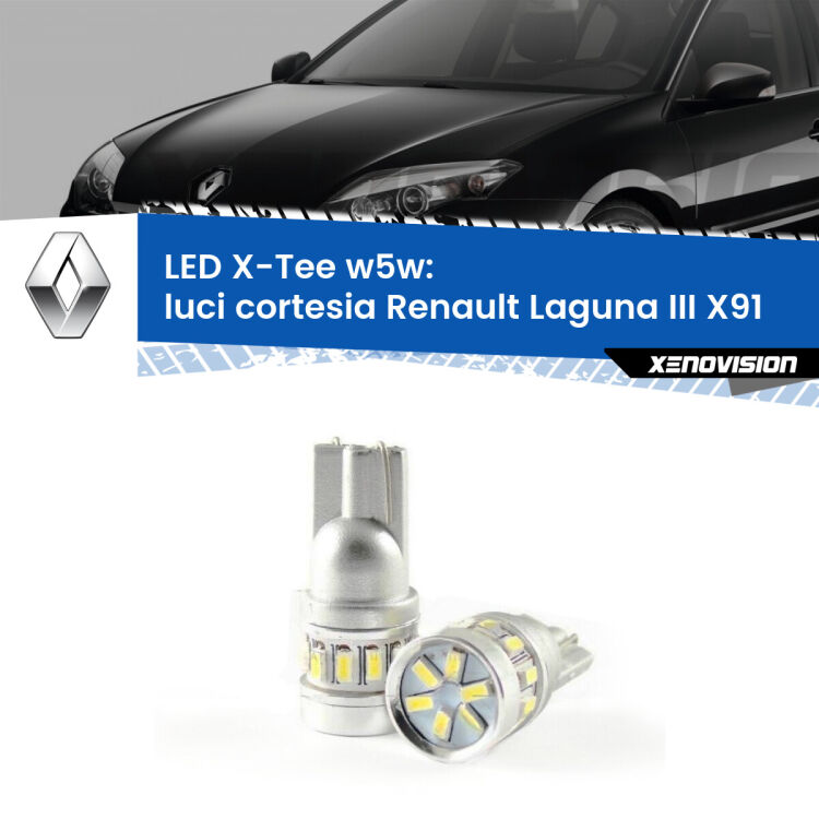 <strong>LED luci cortesia per Renault Laguna III</strong> X91 2007 - 2015. Lampade <strong>W5W</strong> modello X-Tee Xenovision top di gamma.