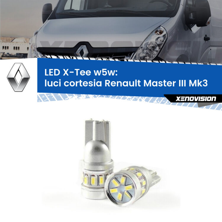 <strong>LED luci cortesia per Renault Master III</strong> Mk3 posteriori. Lampade <strong>W5W</strong> modello X-Tee Xenovision top di gamma.