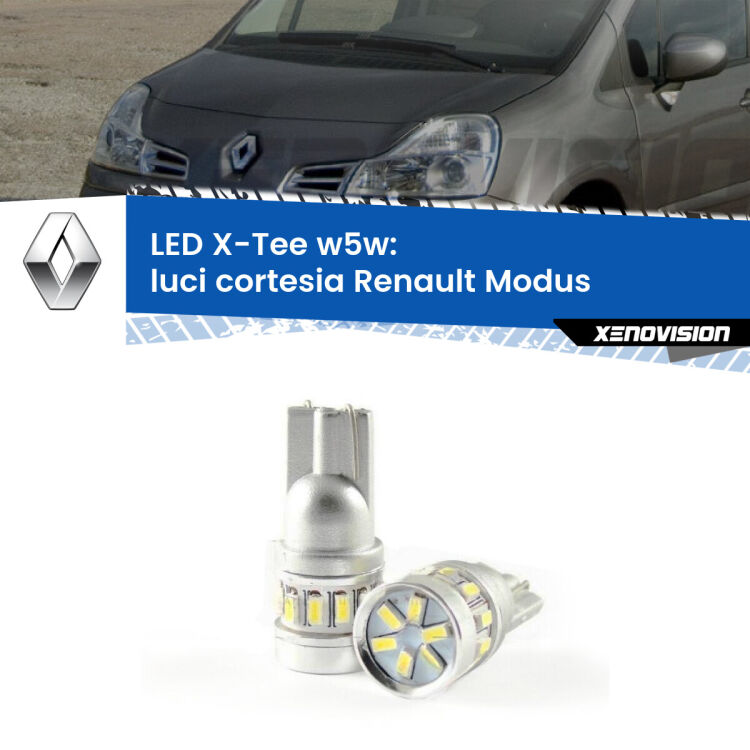 <strong>LED luci cortesia per Renault Modus</strong>  2004 - 2012. Lampade <strong>W5W</strong> modello X-Tee Xenovision top di gamma.