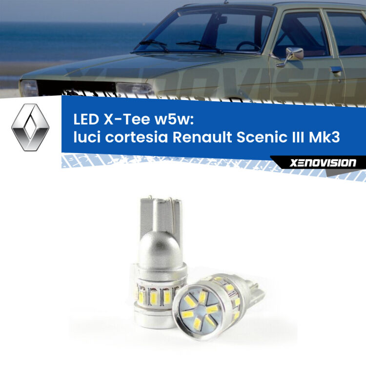 <strong>LED luci cortesia per Renault Scenic III</strong> Mk3 2009 - 2015. Lampade <strong>W5W</strong> modello X-Tee Xenovision top di gamma.