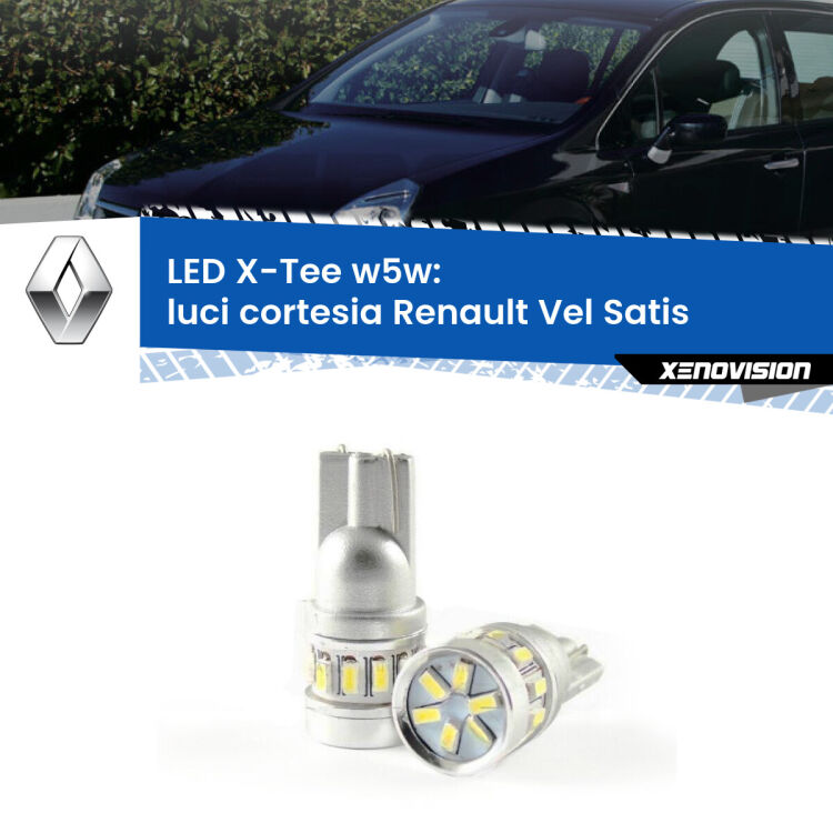 <strong>LED luci cortesia per Renault Vel Satis</strong>  2005 - 2010. Lampade <strong>W5W</strong> modello X-Tee Xenovision top di gamma.