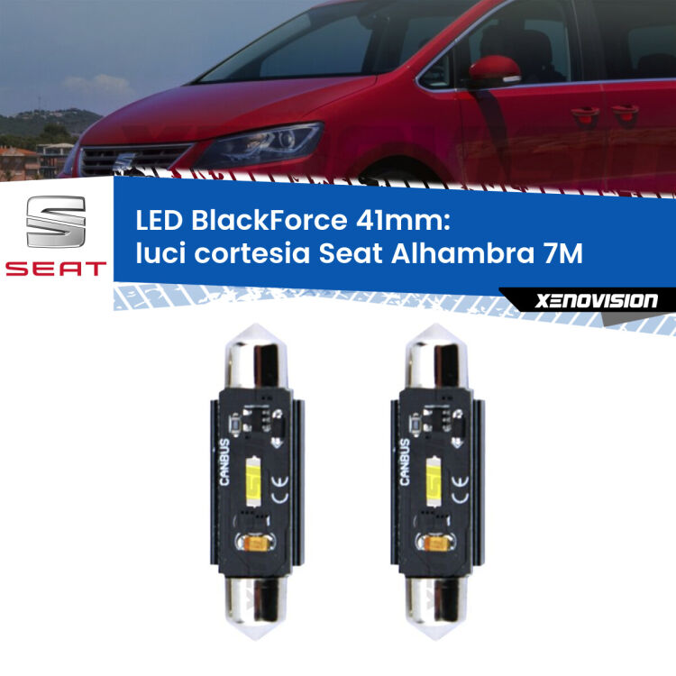 <strong>Luci Cortesia LED per Seat Alhambra</strong> 7M centrali. Coppia lampade <strong>C5W</strong> 41mm modello BlackForce canbus.