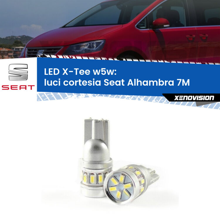 <strong>LED luci cortesia per Seat Alhambra</strong> 7M posteriori. Lampade <strong>W5W</strong> modello X-Tee Xenovision top di gamma.