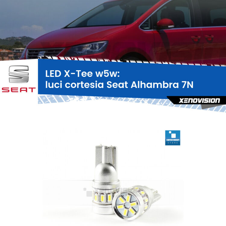 <strong>LED luci cortesia per Seat Alhambra</strong> 7N 2010 in poi. Lampade <strong>W5W</strong> modello X-Tee Xenovision top di gamma.