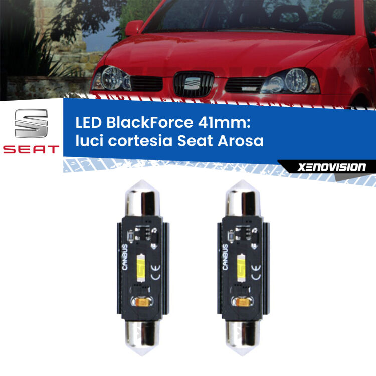 <strong>Luci Cortesia LED per Seat Arosa</strong>  1997 - 2004. Coppia lampade <strong>C5W</strong> 41mm modello BlackForce canbus.