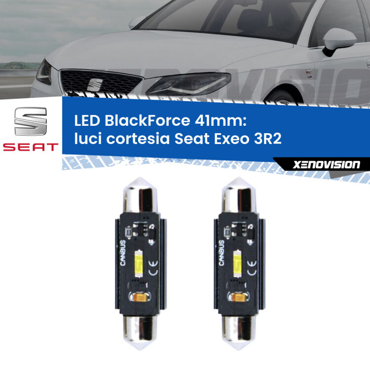 <strong>Luci Cortesia LED per Seat Exeo</strong> 3R2 anteriori. Coppia lampade <strong>C5W</strong> 41mm modello BlackForce canbus.