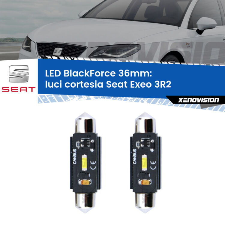 <strong>Luci Cortesia LED per Seat Exeo</strong> 3R2 posteriori. Coppia lampade <strong>C5W</strong> 36mm modello BlackForce canbus.