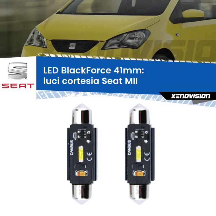 <strong>Luci Cortesia LED per Seat MII</strong>  senza tettino. Coppia lampade <strong>C5W</strong> 41mm modello BlackForce canbus.