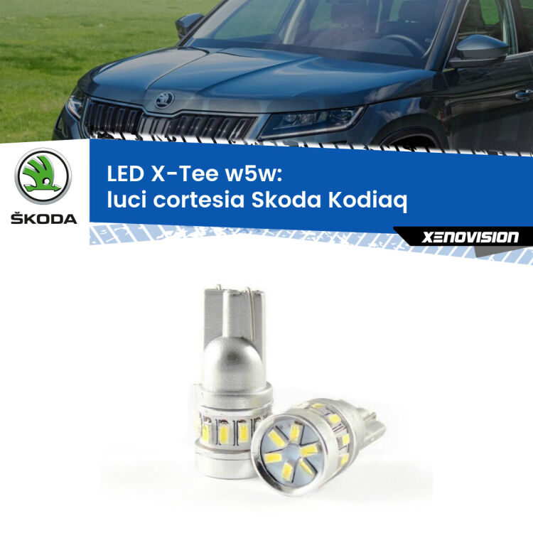 <strong>LED luci cortesia per Skoda Kodiaq</strong>  2016 in poi. Lampade <strong>W5W</strong> modello X-Tee Xenovision top di gamma.