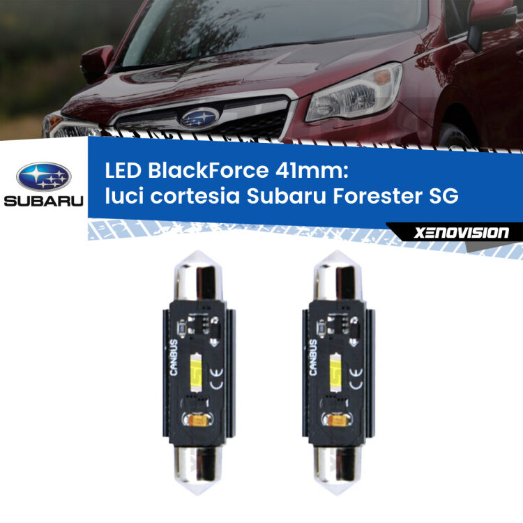 <strong>Luci Cortesia LED per Subaru Forester</strong> SG 2002 - 2012. Coppia lampade <strong>C5W</strong> 41mm modello BlackForce canbus.