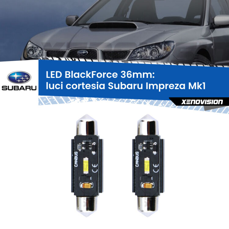 <strong>Luci Cortesia LED per Subaru Impreza</strong> Mk1 1992 - 2000. Coppia lampade <strong>C5W</strong> 36mm modello BlackForce canbus.