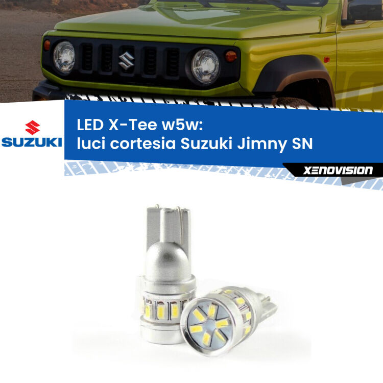 <strong>LED luci cortesia per Suzuki Jimny</strong> SN 1998 in poi. Lampade <strong>W5W</strong> modello X-Tee Xenovision top di gamma.