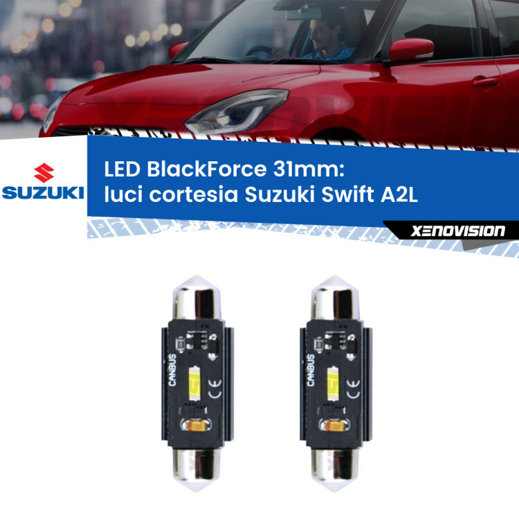 <strong>Luci Cortesia LED per Suzuki Swift</strong> A2L 2017 in poi. Coppia lampade <strong>C5W</strong> 31mm modello BlackForce canbus.