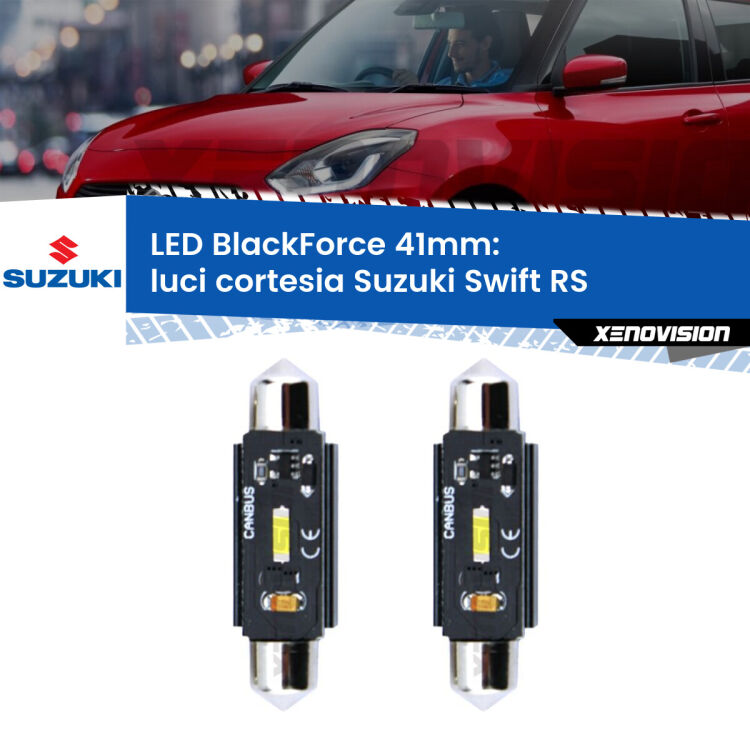 <strong>Luci Cortesia LED per Suzuki Swift</strong> RS 2005 - 2010. Coppia lampade <strong>C5W</strong> 41mm modello BlackForce canbus.