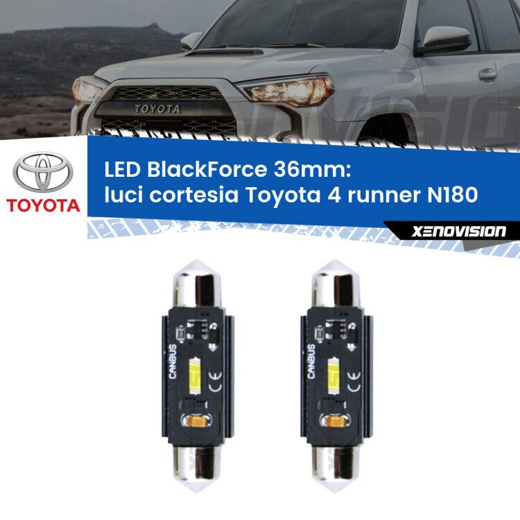 <strong>Luci Cortesia LED per Toyota 4 runner</strong> N180 1997 - 2002. Coppia lampade <strong>C5W</strong> 36mm modello BlackForce canbus.