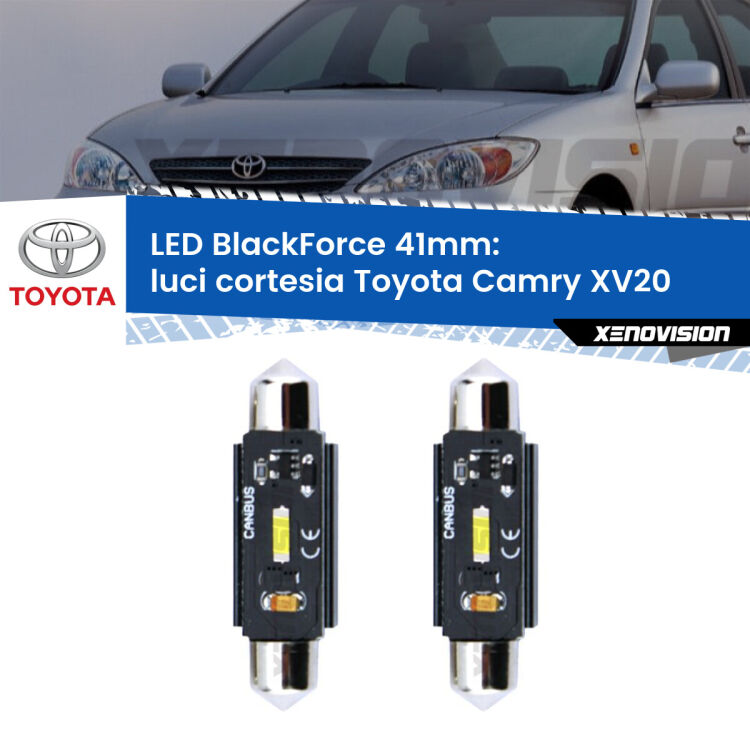 <strong>Luci Cortesia LED per Toyota Camry</strong> XV20 1996 - 2001. Coppia lampade <strong>C5W</strong> 41mm modello BlackForce canbus.