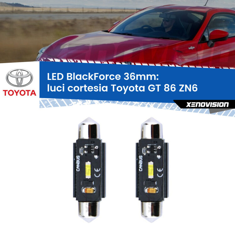 <strong>Luci Cortesia LED per Toyota GT 86</strong> ZN6 2012 - 2020. Coppia lampade <strong>C5W</strong> 36mm modello BlackForce canbus.