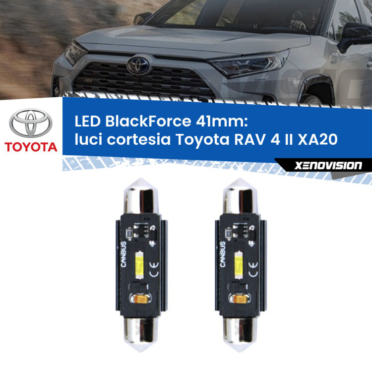 <strong>Luci Cortesia LED per Toyota RAV 4 II</strong> XA20 2000 - 2005. Coppia lampade <strong>C5W</strong> 41mm modello BlackForce canbus.