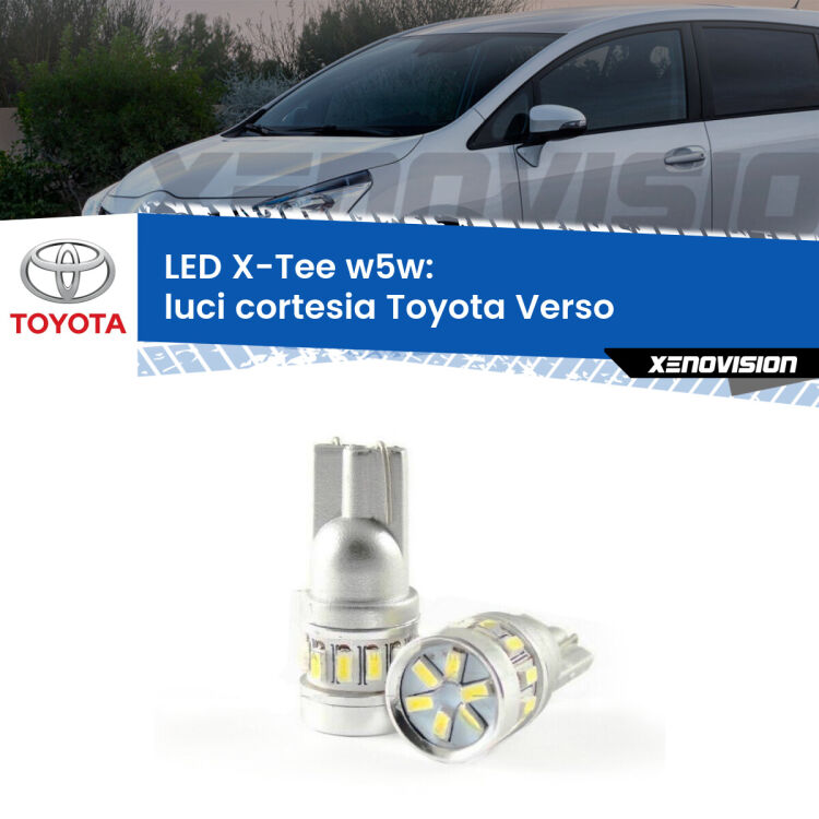 <strong>LED luci cortesia per Toyota Verso</strong>  2009 - 2018. Lampade <strong>W5W</strong> modello X-Tee Xenovision top di gamma.