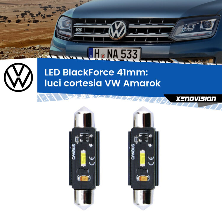 <strong>Luci Cortesia LED per VW Amarok</strong>  anteriori. Coppia lampade <strong>C5W</strong> 41mm modello BlackForce canbus.