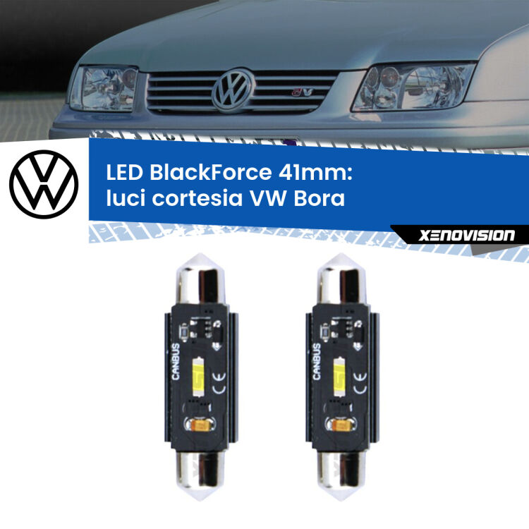 <strong>Luci Cortesia LED per VW Bora</strong>  1999 - 2006. Coppia lampade <strong>C5W</strong> 41mm modello BlackForce canbus.