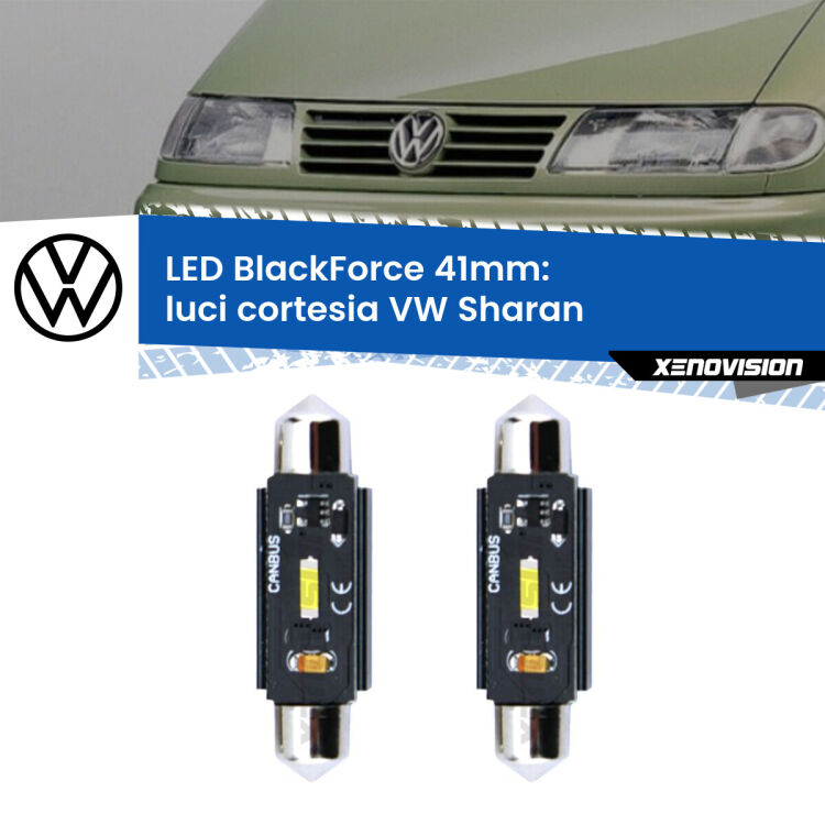 <strong>Luci Cortesia LED per VW Sharan</strong>  anteriori. Coppia lampade <strong>C5W</strong> 41mm modello BlackForce canbus.