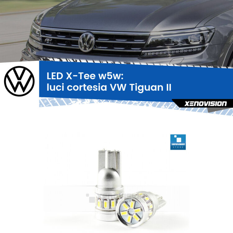 <strong>LED luci cortesia per VW Tiguan</strong> II 2016 in poi. Lampade <strong>W5W</strong> modello X-Tee Xenovision top di gamma.