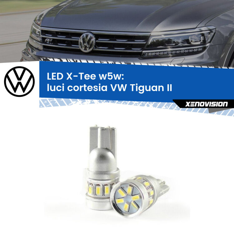 <strong>LED luci cortesia per VW Tiguan</strong> II 2016 in poi. Lampade <strong>W5W</strong> modello X-Tee Xenovision top di gamma.