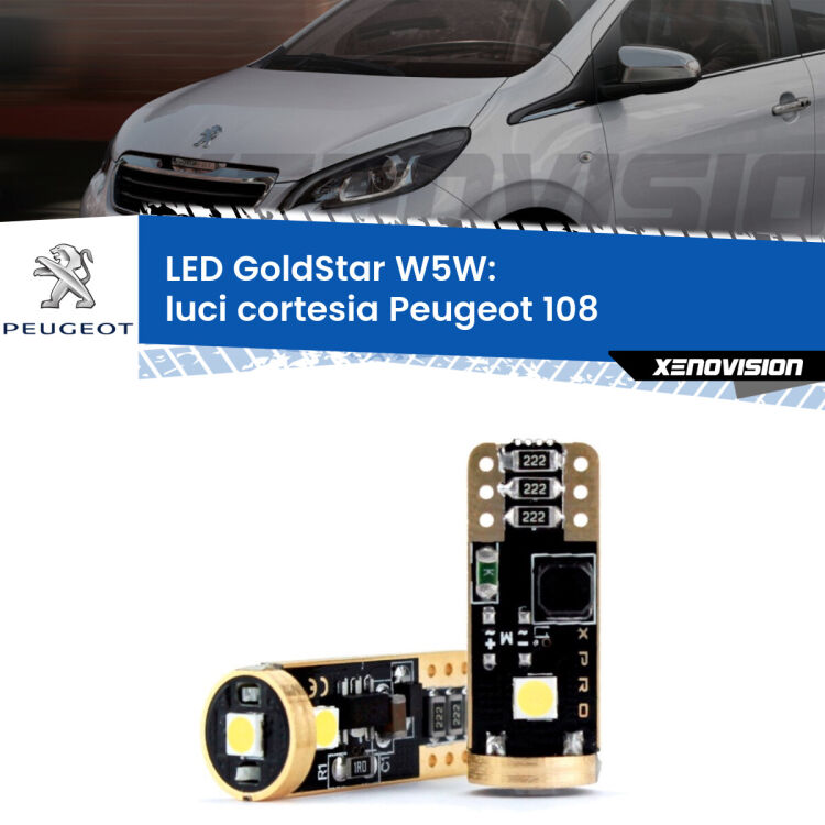 <strong>Luci Cortesia LED Peugeot 108</strong>  2014 - 2021: ottima luminosità a 360 gradi. Si inseriscono ovunque. Canbus, Top Quality.